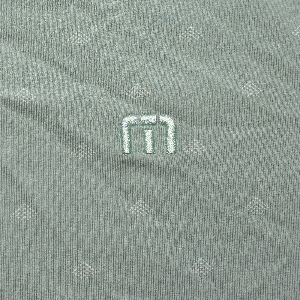 TravisMathew Button Up Golf Shirt Men L Light Green Geometric Print Short Sleeve - Picture 7 of 9